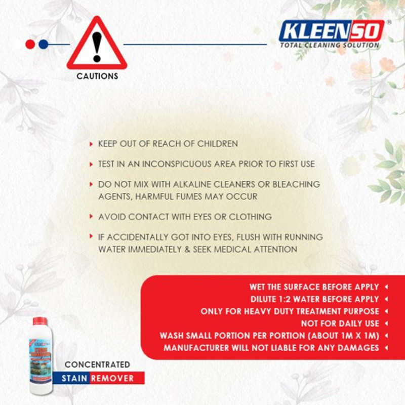 KLEENSO Concentrated Stain Remover 500ML /1L for mosaic floor & toilet to remove stubborn dirt, gease, urine stain - Image 3