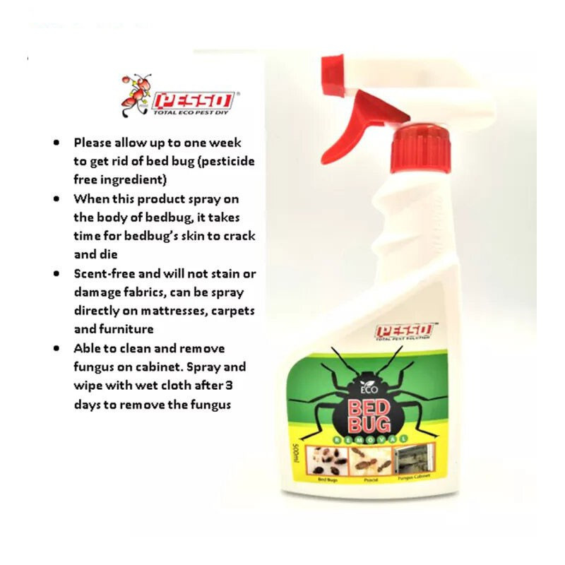 Kleenso Pesso Eco Bed Bug Repellent Liquid Spray 500ML Penghalai Pepijat Tilam dan Tempat Tidur Semburan Cecair - Image 3