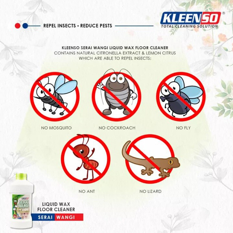 Kleenso Serai Wangi Liquid Wax Floor Cleaner 1L best and safe way to repel mosquito, flies, cockroaches, ants and lizard - Image 6
