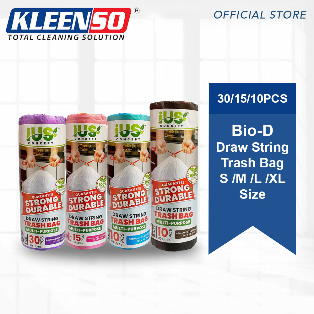 Kleenso IUS Concept Drawstring Trash Bag S/M/L/XL size Bio-degradable Multipurpose Garbage Bag