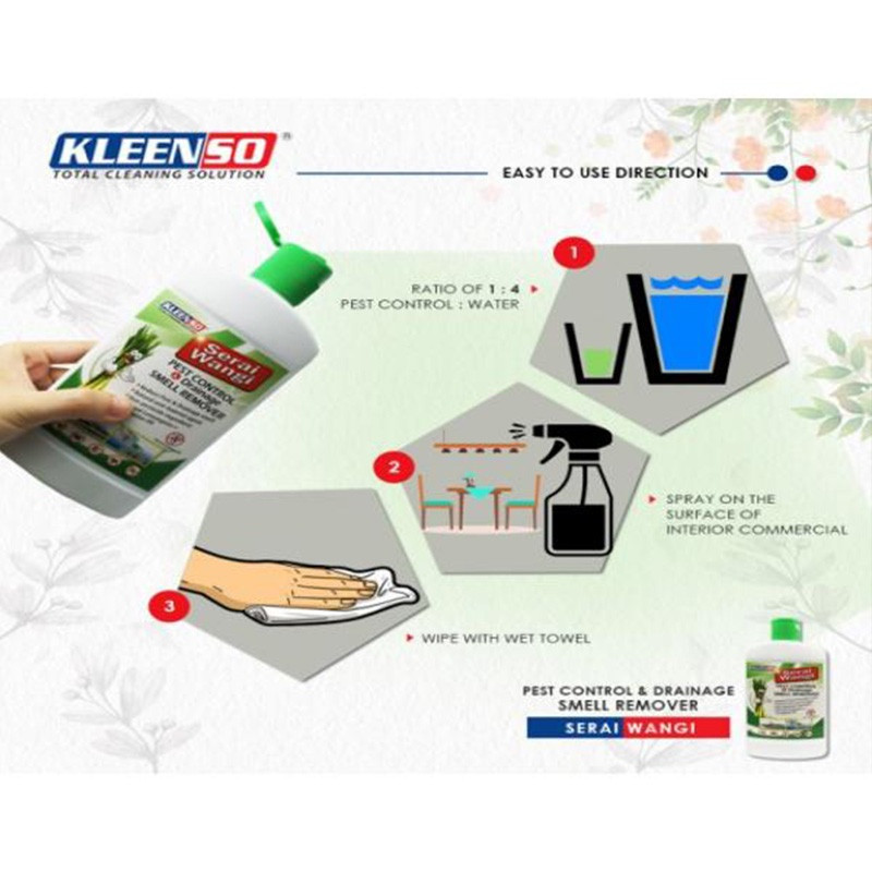 Kleenso Concentrated Serai Wangi Pest Control & Drainage Smell Remover 450ML Pengawal Pest & Pembuangan Bau Saliran - Image 7