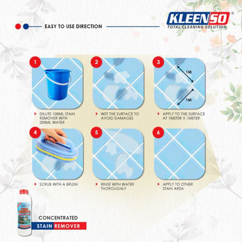 KLEENSO Concentrated Stain Remover 500ML /1L for mosaic floor & toilet to remove stubborn dirt, gease, urine stain - Image 4