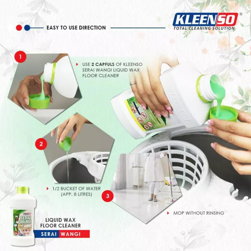 Kleenso Serai Wangi Liquid Wax Floor Cleaner 1L best and safe way to repel mosquito, flies, cockroaches, ants and lizard - Image 7