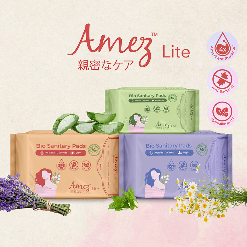 Amez Lite Sanitary Pads Day Use / Night Use / Pantyliner Affordable Thin Tuala Wanita Sanitari Anti Bacteria 日用 夜用卫生巾 护垫