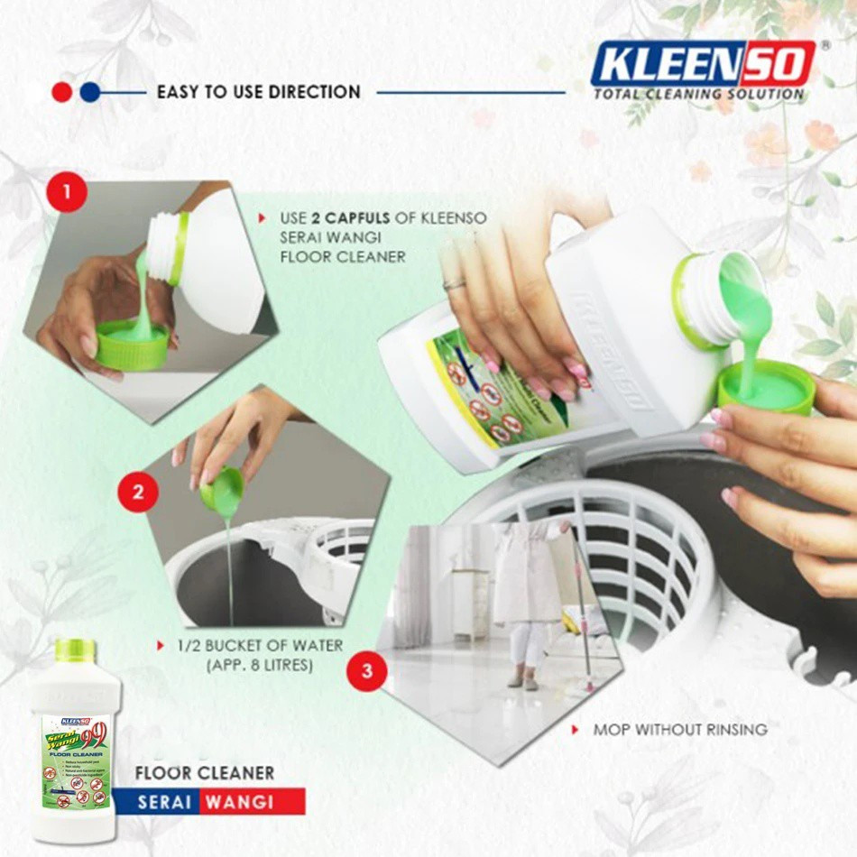 Kleenso Serai Wangi 99 Floor Cleaner 900ML best and safe way to repel mosquito, flies, cockroaches, ants and lizards - Image 8