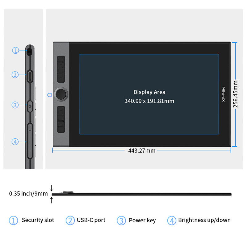 XP-Pen Artist 16 Pro with X3 Smart Chip Display Graphic Display Pen Tablet - Image 6